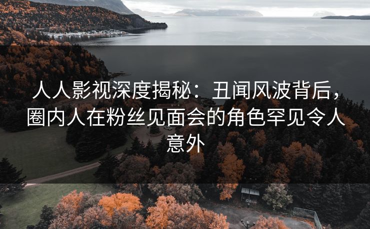 人人影视深度揭秘：丑闻风波背后，圈内人在粉丝见面会的角色罕见令人意外