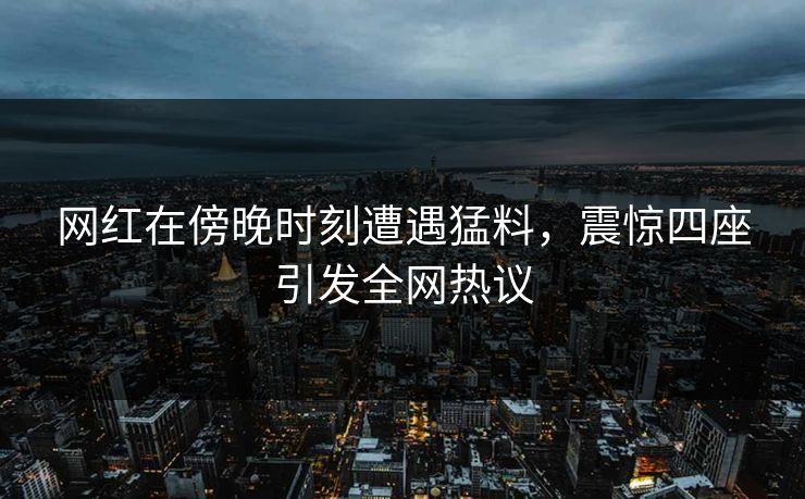 网红在傍晚时刻遭遇猛料，震惊四座引发全网热议