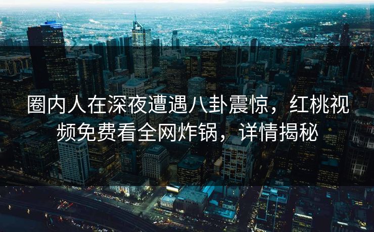 圈内人在深夜遭遇八卦震惊，红桃视频免费看全网炸锅，详情揭秘