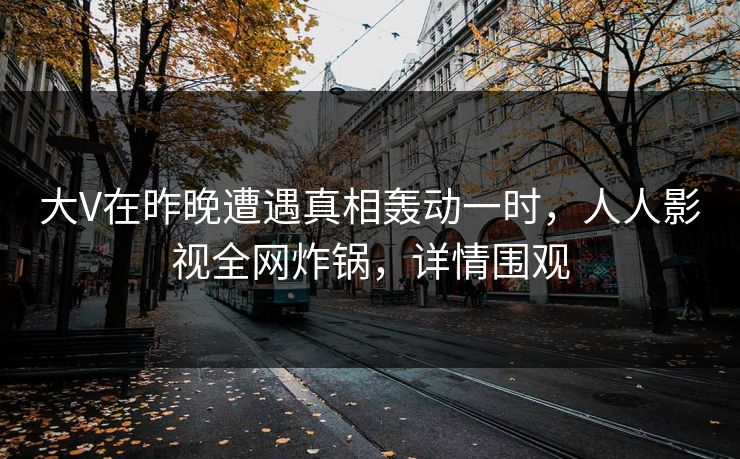 大V在昨晚遭遇真相轰动一时，人人影视全网炸锅，详情围观
